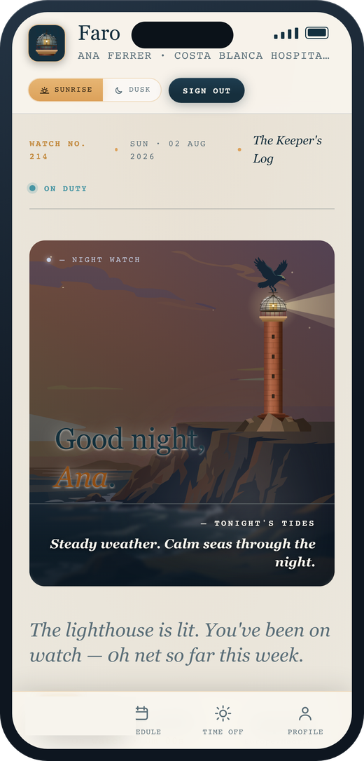 Faro clock on a phone