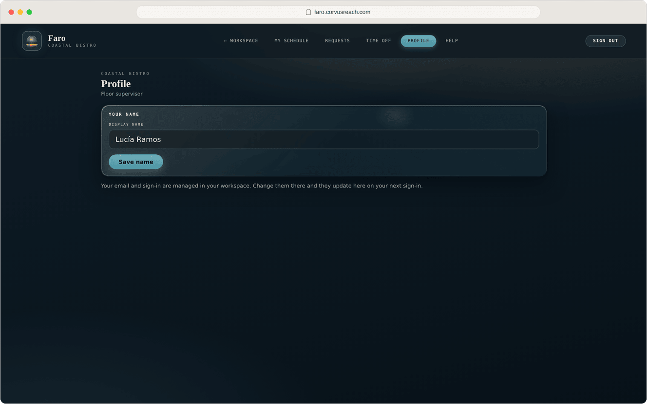 Faro profile, Command dark, desktop