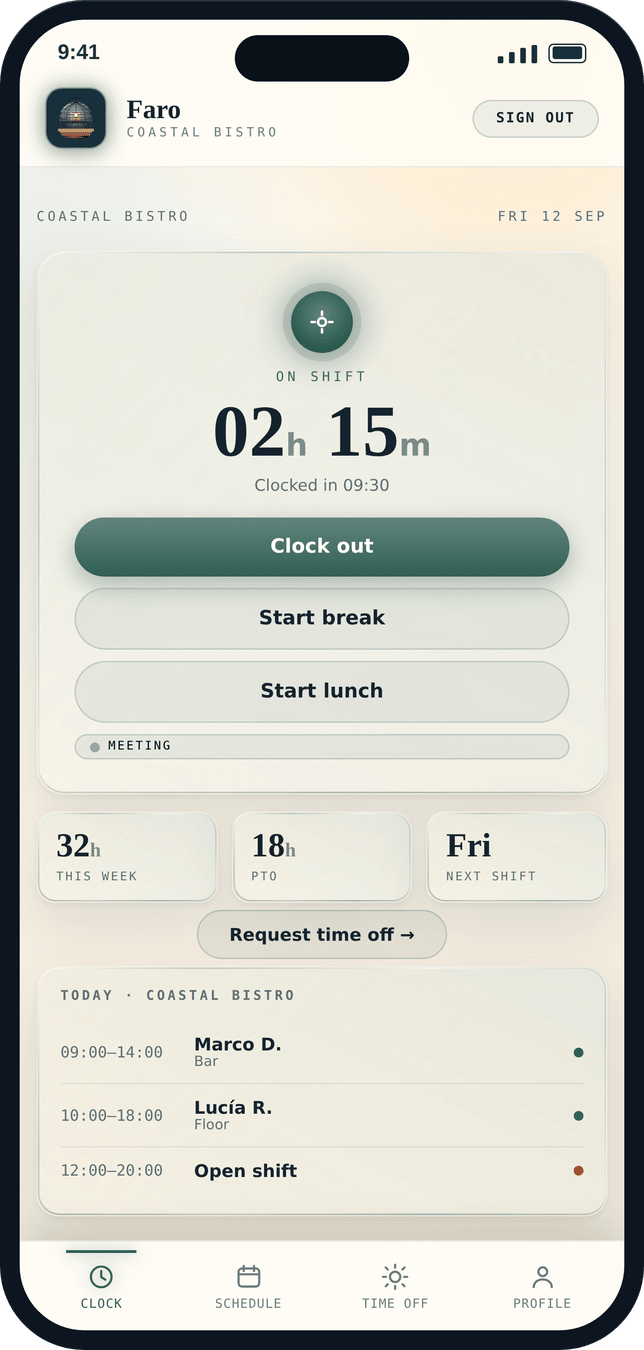 Faro clock, phone