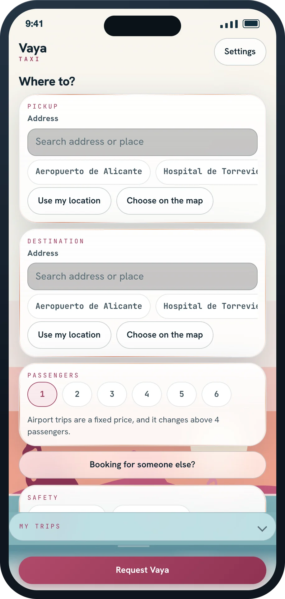 Vaya - booking a taxi